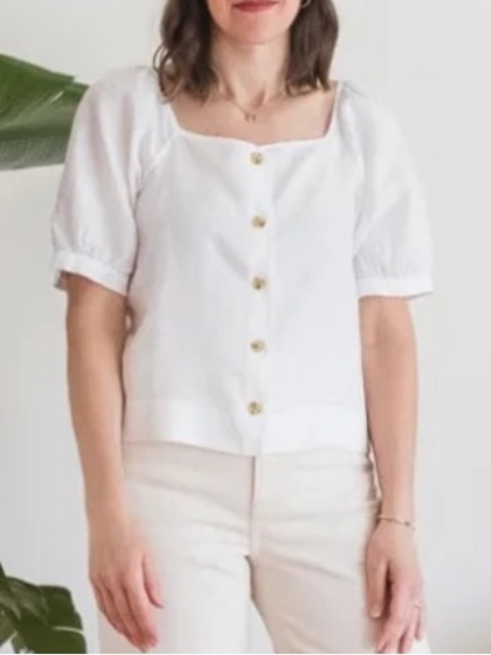 Everlane Linen Puff Sleeve Top